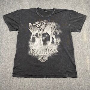 Harley Davidson Wolf Graphic T Shirt Men Charcoal Gray Sturgis 2021 South Dakota